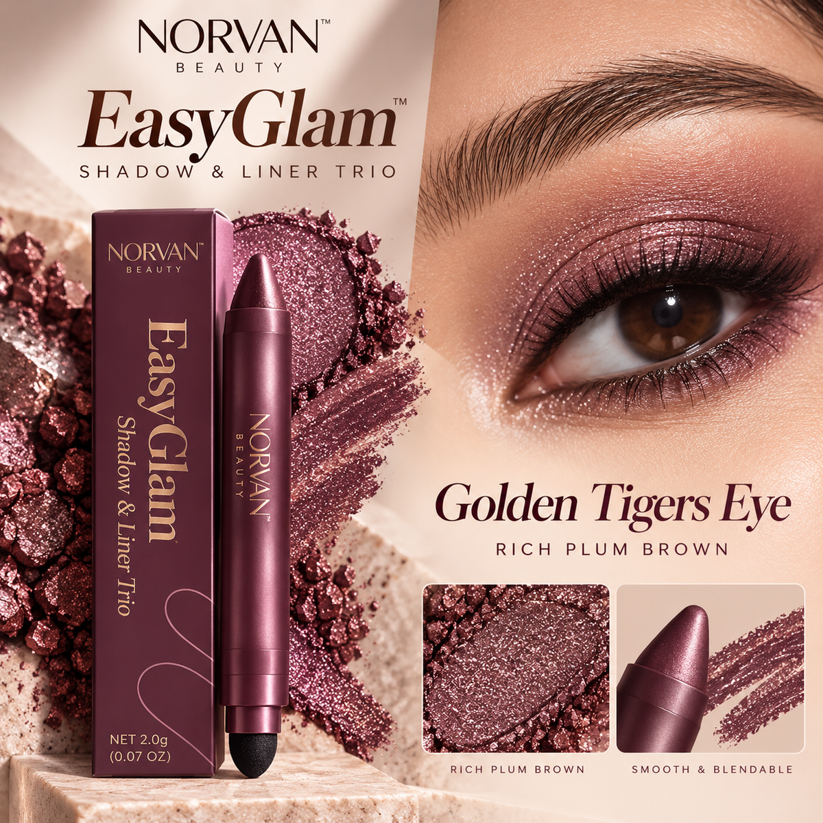 NORVAN Beauty™ EasyGlam Shadow & Liner Trio
