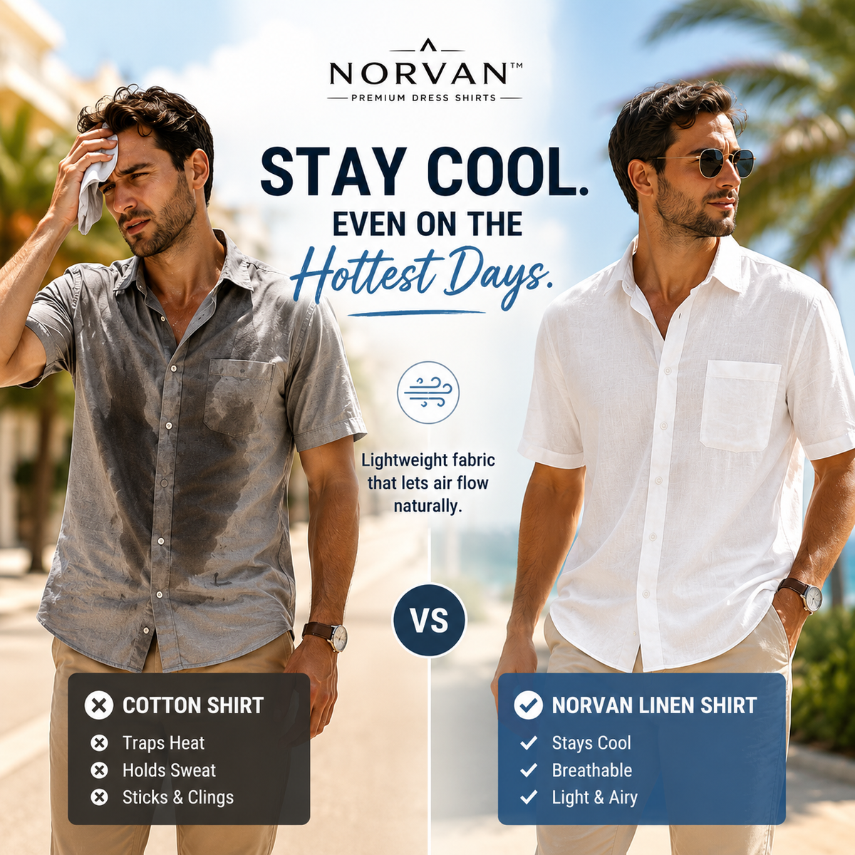 NORVAN™ Linen Performance Shirt – Breathable & Moisture-Wicking