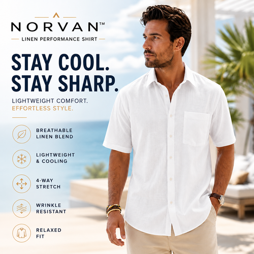 NORVAN™ Linen Performance Shirt – Breathable & Moisture-Wicking