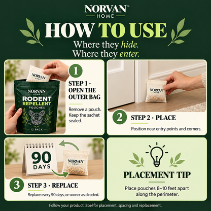 NORVAN™ Rodent Repellent Pouches – 12 Pack