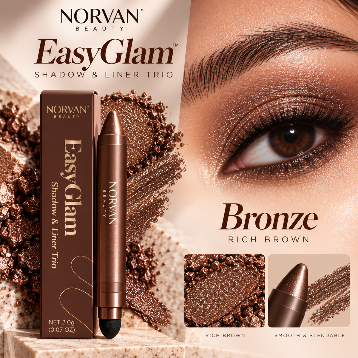 NORVAN Beauty™ EasyGlam Shadow & Liner Trio