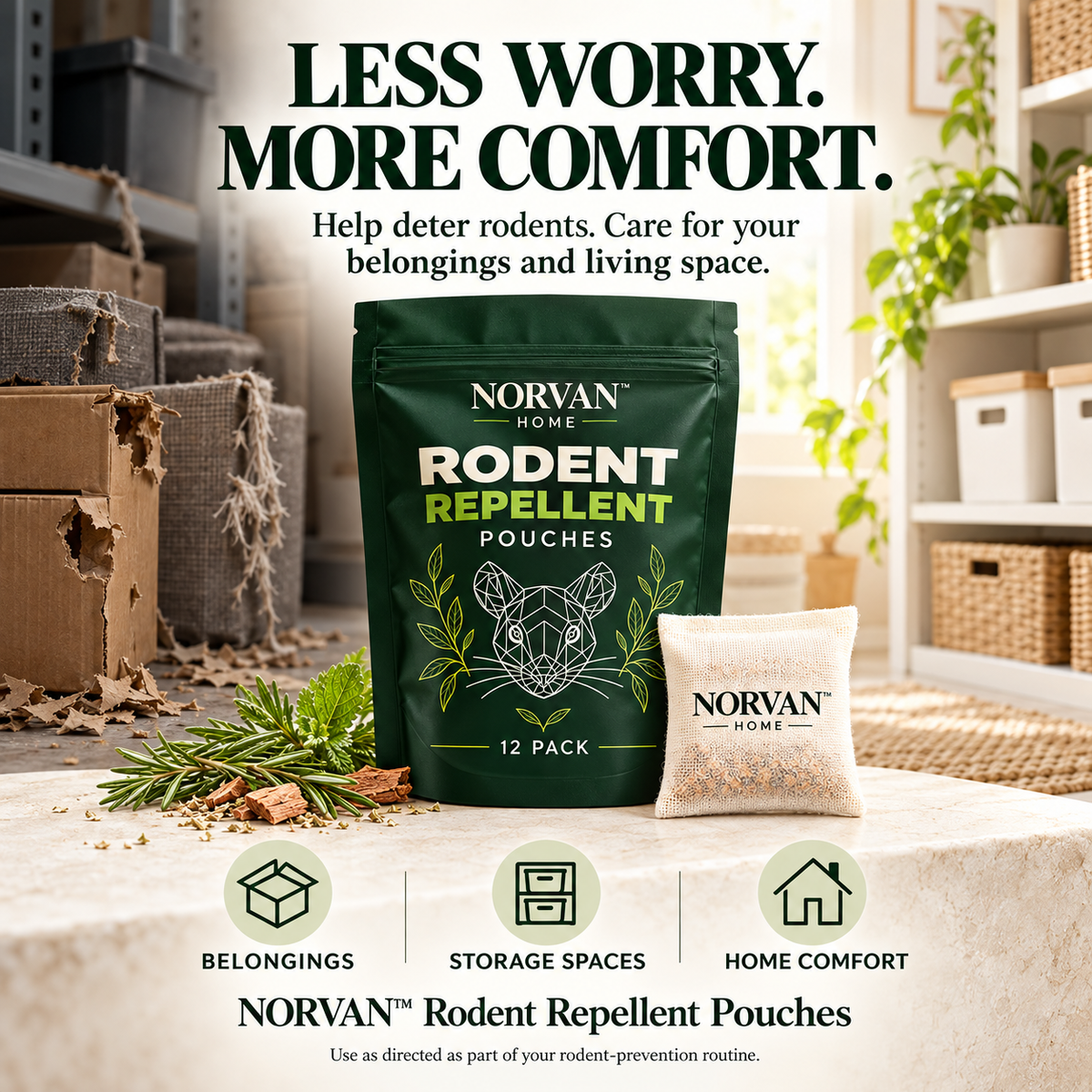 NORVAN™ Rodent Repellent Pouches – 12 Pack