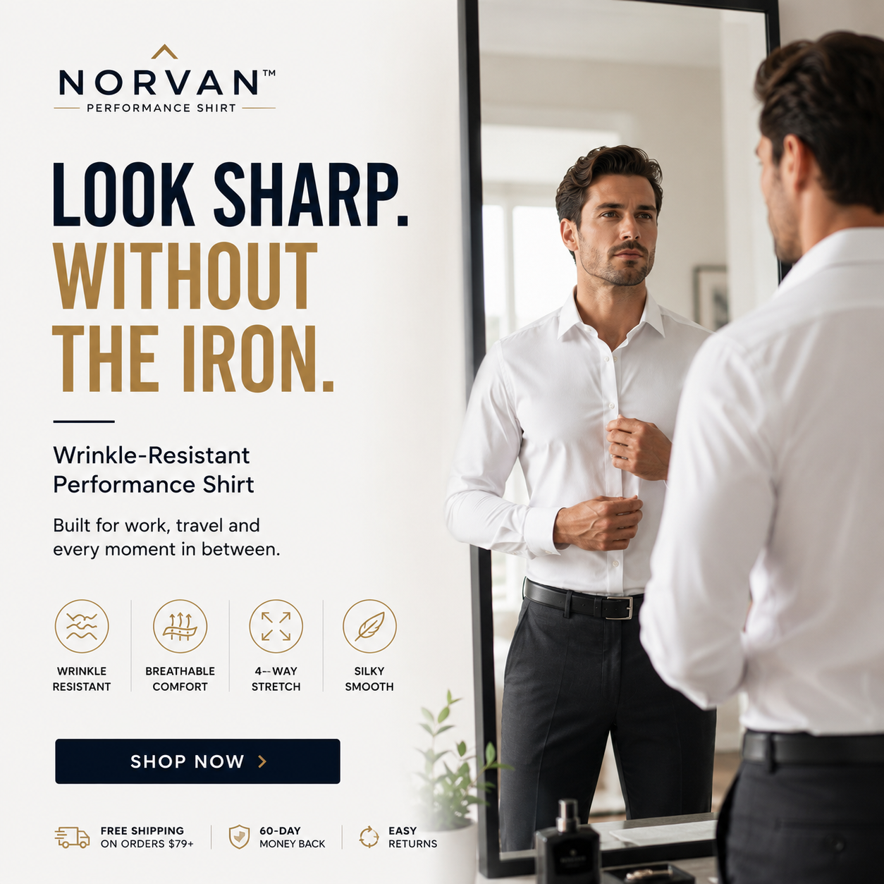 NORVAN™ Performance Shirt – Athletic Fit & Wrinkle Resistant