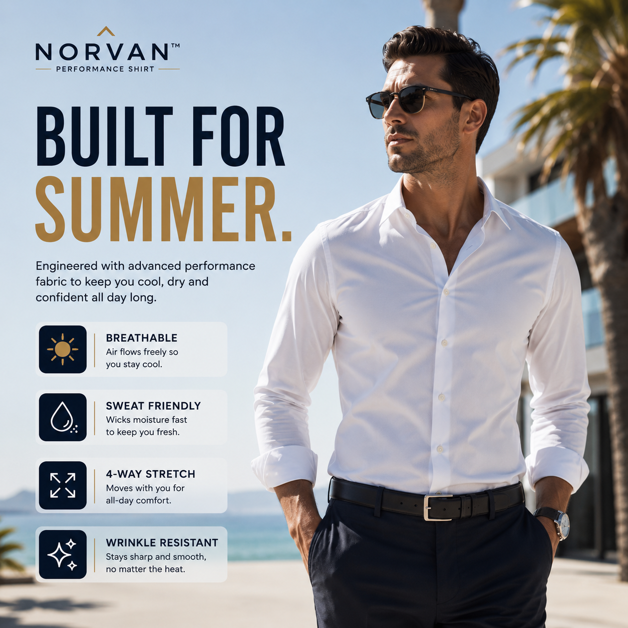 NORVAN™ Performance Shirt – Athletic Fit & Wrinkle Resistant