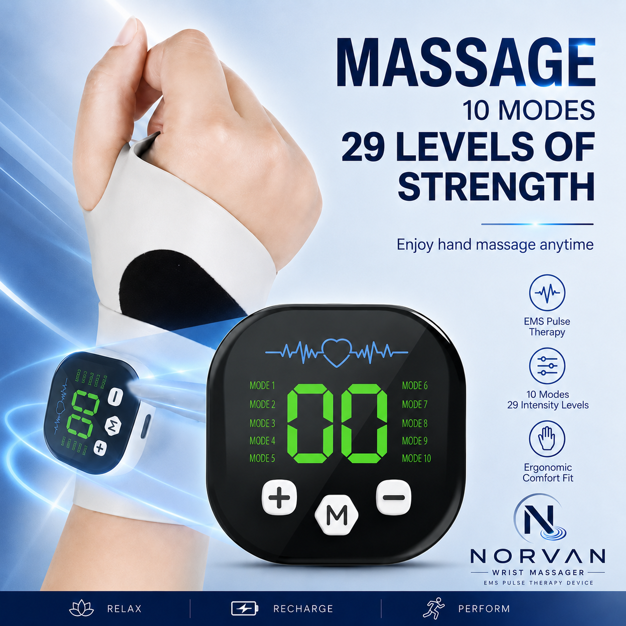 NORVAN™ Comfort — EMS Pulse Wrist & Hand Massager