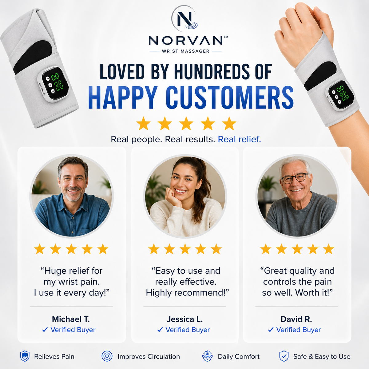 NORVAN™ Comfort — EMS Pulse Wrist & Hand Massager