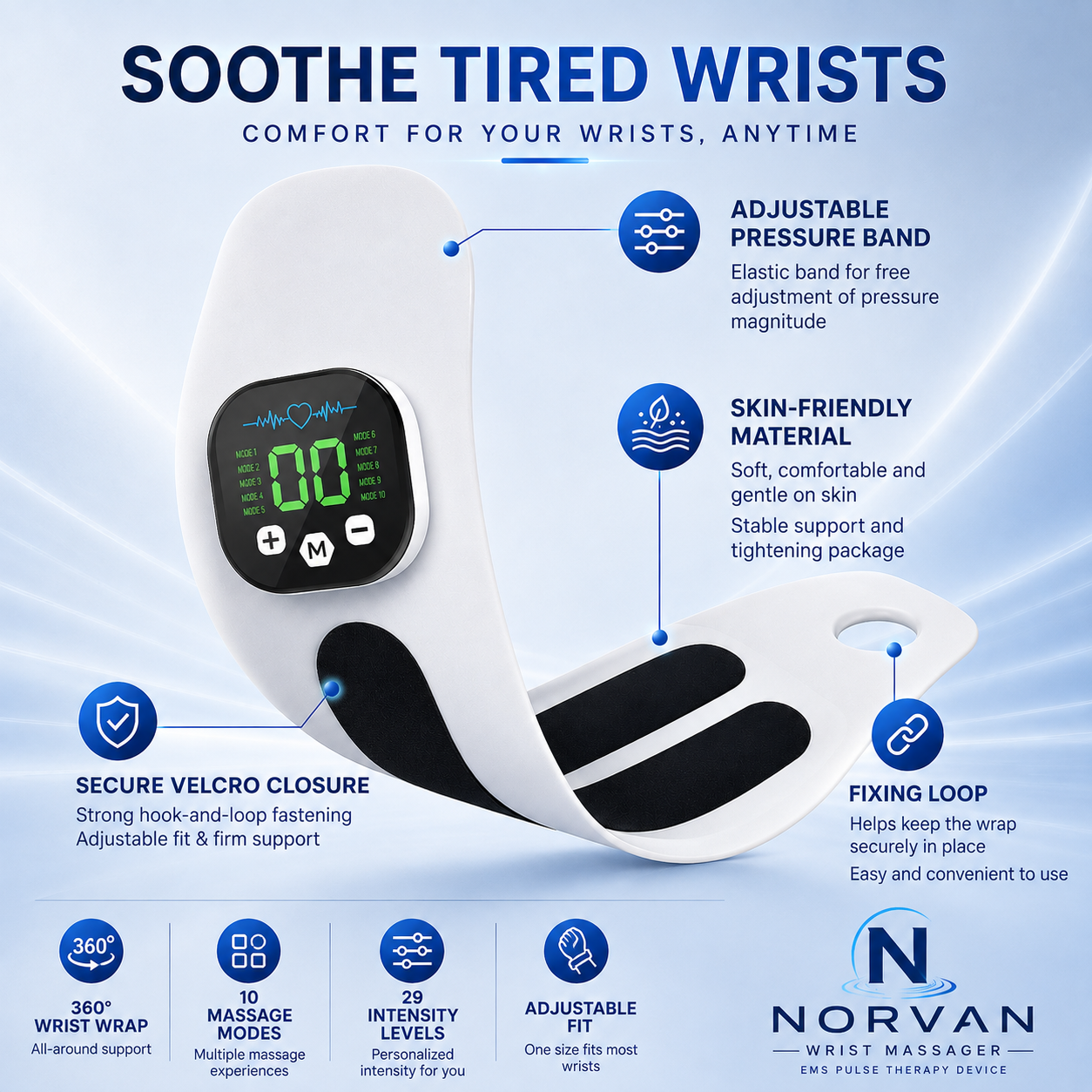 NORVAN™ Comfort — EMS Pulse Wrist & Hand Massager