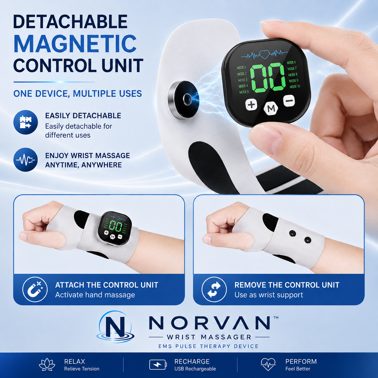 NORVAN™ Comfort — EMS Pulse Wrist & Hand Massager