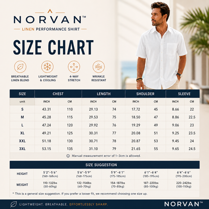 NORVAN™ Linen Performance Shirt – Breathable & Moisture-Wicking